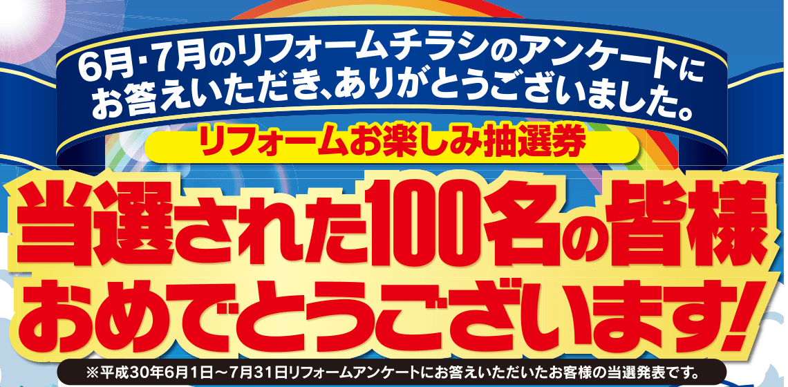 6月7月度手配りチラシ企画「お楽しみ抽選券 当選者発表
