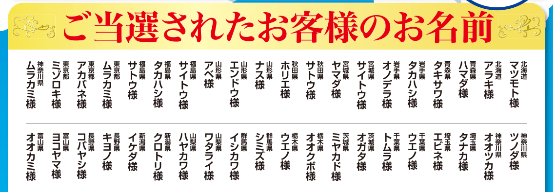 6月7月度手配りチラシ企画「お楽しみ抽選券 当選者発表