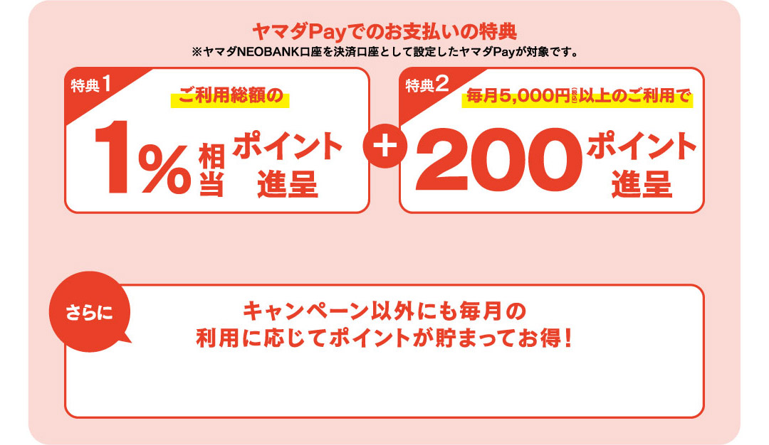 円預金残高に応じてヤマダPayで最大5%ポイント還元！