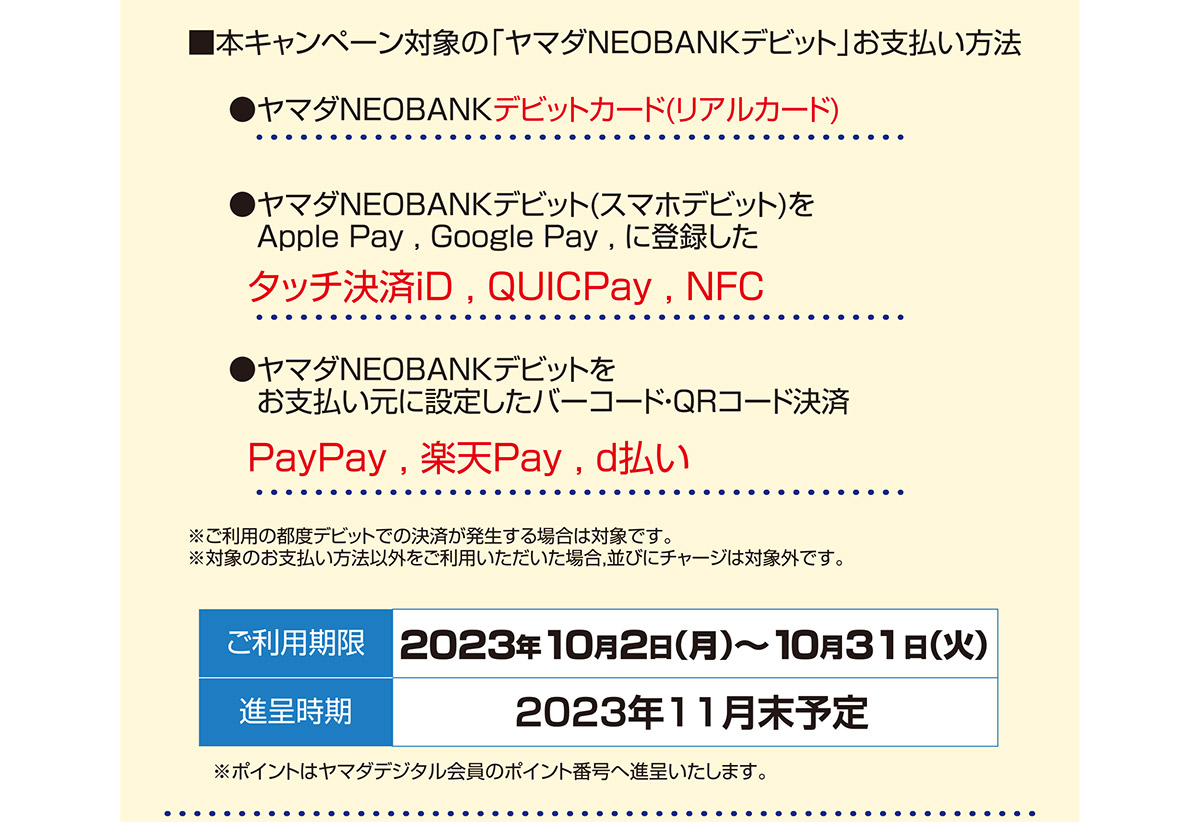キャンペーン期間中に条件達成で最大2,000ヤマダポイント進呈！