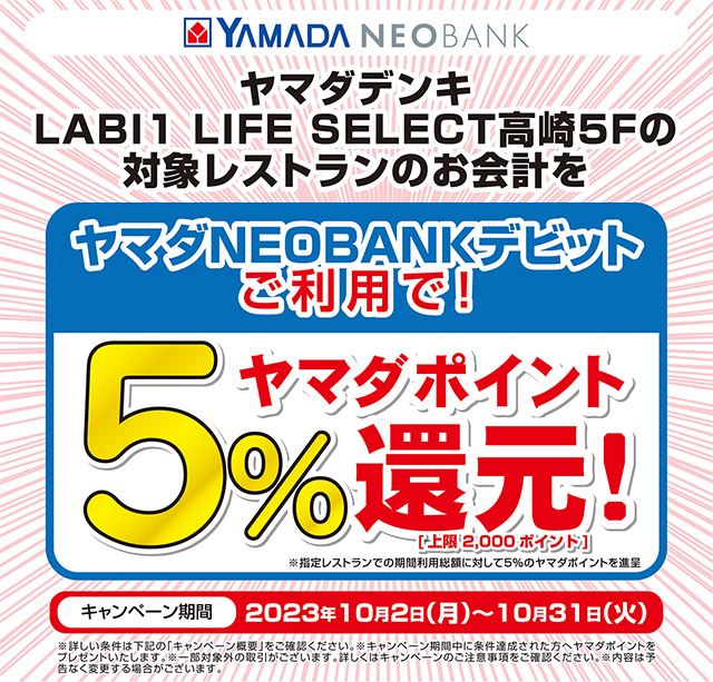 キャンペーン期間中に条件達成で最大2,000ヤマダポイント進呈！