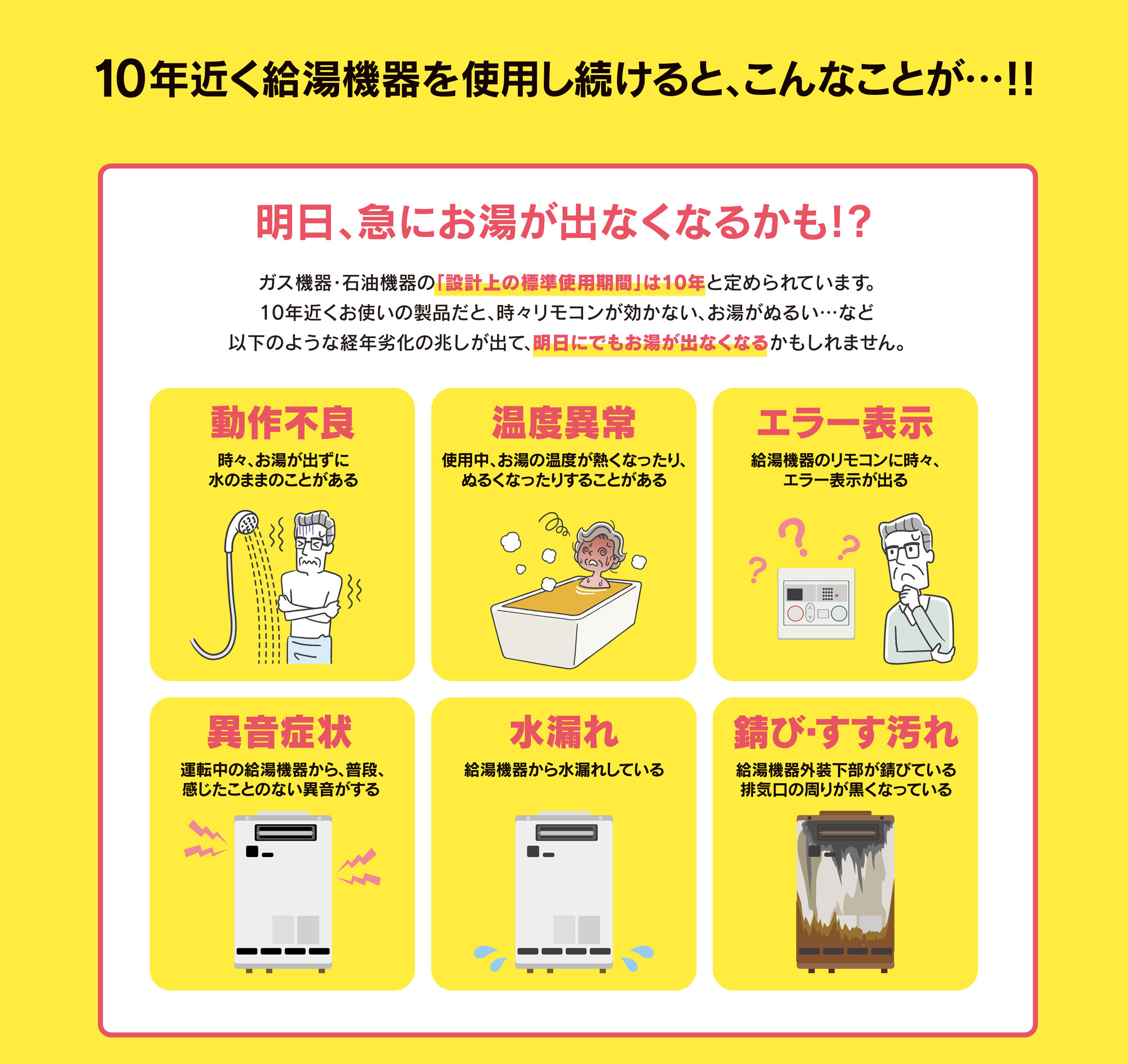 10年近く給湯機器を使用し続けると、こんなことが・・・!!