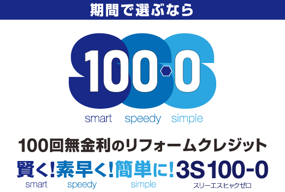 100回無金利のリフォームクレジット「3S 100-0」